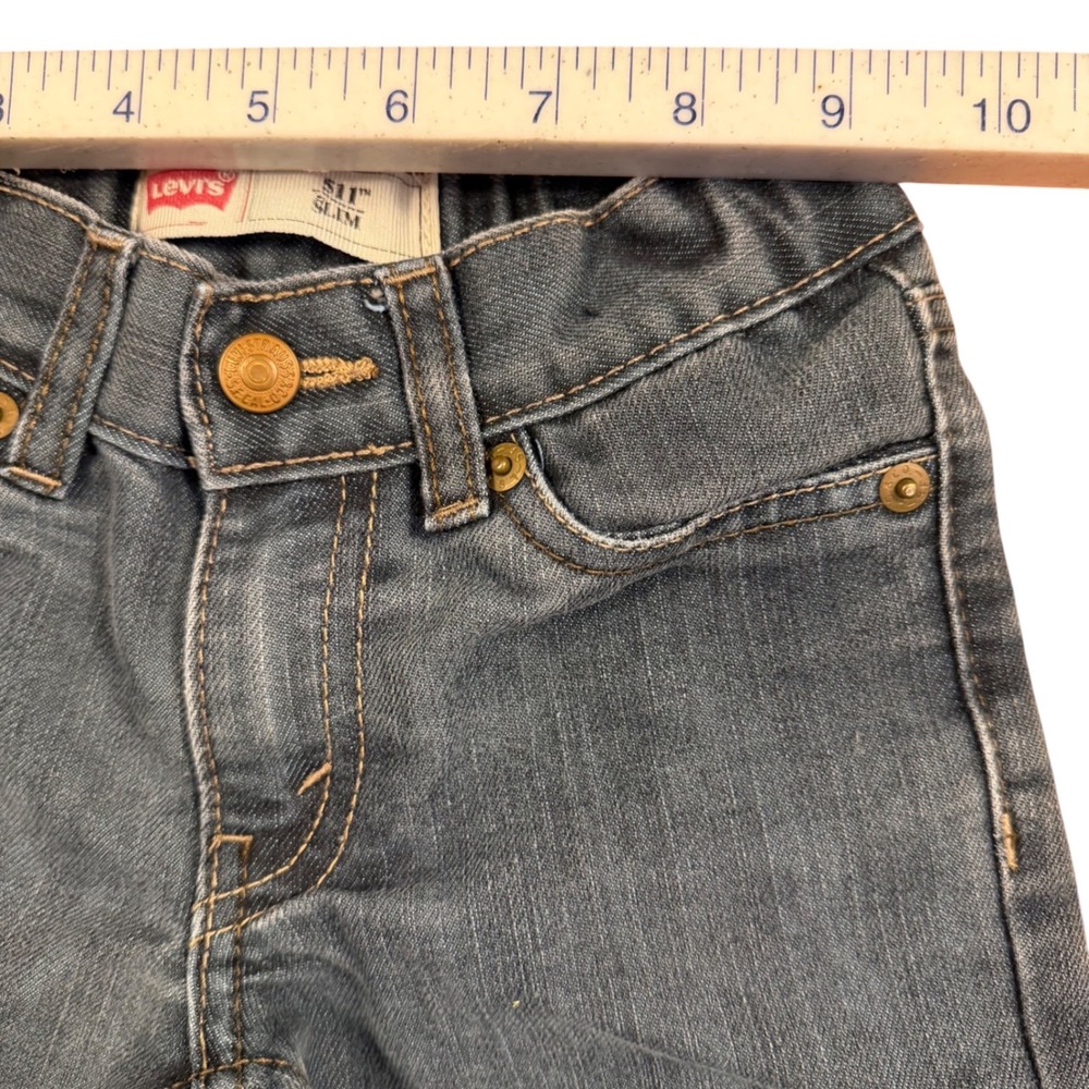 Levis 511 Slim Jeans Toddler Boys Size 3T Gray Dark Wash‎ Adjustable Waist Denim - Picture 4 of 11